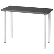 LINNMON/OLOV Pisalna miza, temno siva/bela, 100x45 cm