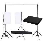 vidaXL Komplet za foto studio z lučmi in ozadjem