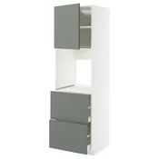 METOD / MAXIMERA Vis.el.pecn. s fiok/2front/2g.fioke, bela/Nickebo mat sivozelena, 60x60x200 cm
