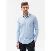 OMBRE Moška elegantna majica z dolgimi rokavi ZIBEON svetlo modra MDN11492 S