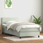 vidaXL vidaXL Box spring postelja z vzmetnico Svetlo siva 80x210 cm žamet, (21791159)