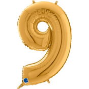 Balon številka 9 zlata 65 cm