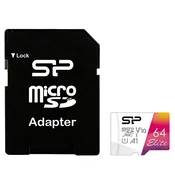 SILICON POWER SP MEMORIJSKA KARTICA TF_SDXC UHS-IU1 A1,V10 COLOR,SR104, Adapter, W/A,64GB