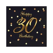 GoDan SERWETKI Papierowe na 30 Urodziny HAPPY BIRTHDAY 20 sztuk 33x33 cm