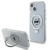 Karl Lagerfeld Karl Lagerfeld ovitek za iPhone 15 6.1 Ring Stand Choupette Head MagSafe, bel