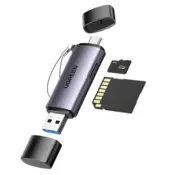 UGREEN 2-u-1 USB 3.0 USB-C na USB-A čitač SD kartica, SD i Micro SD priključak, sivi 50706
