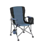 Ribiški stol Leziter Comfort z naslonom za roke in držalom za skodelico modre barve
