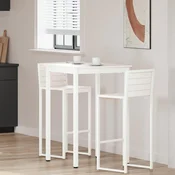 vidaXL Barska miza Bela 110 x 55 x 105 cm Masivno borovo les