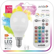 Avide Pametna sijalica, LED 4.9W, E14, RGB+W, 2700K, daljinski - Smart LED Mini Globe 4.9W 34395