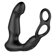 shumee Nexus - Stimulator prostate z obročkom za penis in modi črne barve Simul8