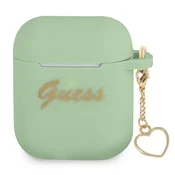 Guess Silikonski ovitek za AirPods 1 z obeskom v obliki srca Guess, zelena kolekcija
