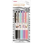 Set gel olovaka, 0,33 mm, s gumbom, ZEBRA Sarasa Clip Kawai Animal 48267