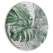 Okrugla slika - Exotic flora - A variety of tropical vegetation in shades of celadon and sage green 40x40
