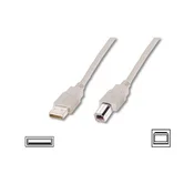 Digitus USB 2.0 priključni kabel, tip A - B M/M, 1,0 m, siv