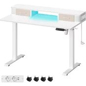 Električna miza z nastavljivo višino, LED, 60 x 120 x (72-120) cm, bela | VASAGLE