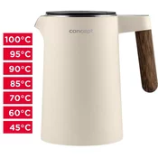 Concept Kovinska električna kotliček CONCEPT RK3304 z ergonomskim ročajem, funkcijo ohranjanja toplote in nastavljivo temperaturo