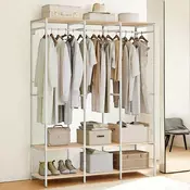Songmics Oprta garderobna omara z obešalnikom 40x141x180 cm Bež