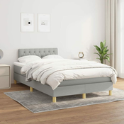 vidaXL Box spring postelja z vzmetnico svetlo siva 120x200 cm blago