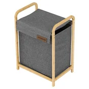 Autronic Koš za perilo bambusova konstrukcija, tkanina, siva barva (DT3022 GREY)