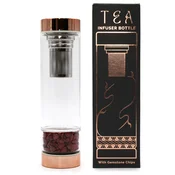 Steklenička za čaj s kristali – Rdeči jaspis, 500 ml - Red Jasper, Glass, Metal - Rojstni dan - Dan žena - Za 30 let