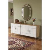 Hanah Home komoda Ilay 180, 180 cm, hrast Sapphire / bela / srebrna