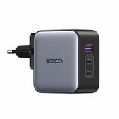 Ugreen CD296 GaN nabíjačka USB/2x USB-C 65W + adapter EU/UK/US, črna