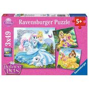 Ravensburger Puzzle Disneyjeve princese in njihove živali 3x49 kosov