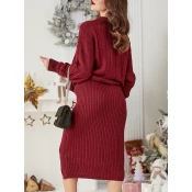Resti Acrylic braided womens set with sweater and skirt Warm&Fuzzy