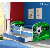 Dječji krevet ACMA s motivom, bočna plava + ladica 140x70 cm 14-goal