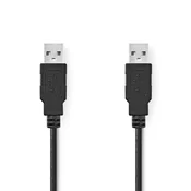 Nedis USB kabel | USB 2.0 | USB-A moški | USB-A moški | 480 Mbps | Ponikljano | 3,00 m | Okrogla | PVC | Črna | Oznaka