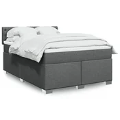 vidaXL Box spring posteljni z vzmetnico temno siv 140x190 cm blago