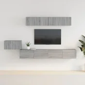 5-dijelni set TV ormarica sivog sonome konstruirano drvo