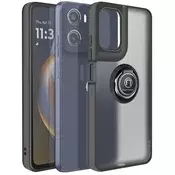 AVIZAR Ovitek za Motorola Moto E15 z vrtljivim magnetnim obročem, mat zaključek, Črna, (5000190018)