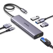 slomart UGREEN Revodok 1061 USB C Hub - Ethernet, 4K HDMI, PD100W, 3x USB A 3.0 - za iPhone, MacBook, iPad, Surface, Galaxy, Steam Deck