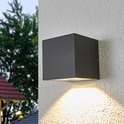 Lucande LED zunanje stensko svetilo Merjem, 12 cm, navzdol, IP54 - Sodobni - temno siva - Aluminij