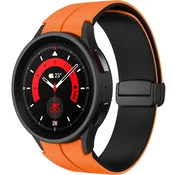 GS Silikonski pašček za Samsung Galaxy Watch 4/5/6/7/FE 40/42/43/44/45/46/47 mm, oranžen/črn