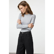 Trendyol Gray Crew Neck Slim/Fitting Knitted Bodysuit