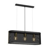 Luster na sajli KAGA 3xE27/60W/230V crna/zlatna