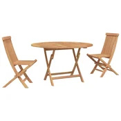Vidaxl Vrtnik Bistro Set 3 szt. Naravna Trden tikov les