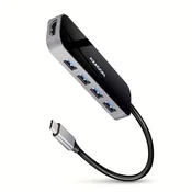 AXAGON Hmc-6h4a večvratni hub 4x USB-A + HDMI, USB-C 3.2 Gen 1, PD 100 W, 20 cm USB-C kabel