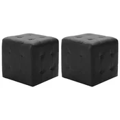 Vidaxl Tabure 2 kosa črn 30x30x30 cm umetno usnje