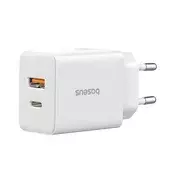 BASEUS CUBE glavni punjač s USB i Type-C utičnicom, 20 W, PD brzi punjač 3.0, BIJELA P10111403213-00