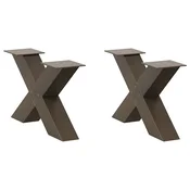 Noge za klub stolic u obliku slova X, 2 kom, prirodni celik, 60 x (30-31) cm, celik