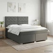 vidaXL Postelja boxspring z vzmetnico Temno siva 140 x 200 cm Blago