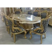 Casa Padrino luxury baroque dining room set multicolored/gray/gold - 1 Baroque Dining Table & 8 Baroque Dining Chairs - Baroque dining room furniture - Luxury furniture in baroque style