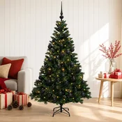 Umjetno božično drevo z okrasnimi kroglami 150 cm 150 LED