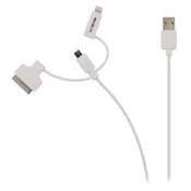 Nedis VLMP39410W1.00 Nedis 3 u 1 Kabl za sinhronizaciju i punjenje USB-A muški - Micro B muški 1m, + 30-Pin Doc, Beli