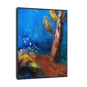 Canvas Slika na platnu La mort de Bouddha, Odilon Redon, 75x100 cm, Sa ramom, Crna