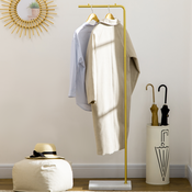 HOMCOM HOMCOM obešalnik za predsobo, spalnico in dnevno sobo iz kovine in marmorja, 35x25x152 cm, zlat in bel, (20745460)
