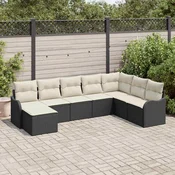 Sjedeća garnitura za vrt 8 kom. Crna poliratan 287.5 x 177.5 x 85 cm